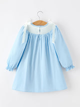 Christmas Nativity Smocked Long Sleeve Girls Dress