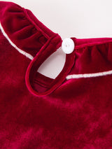 Christmas Velvet Smocked Baby Bubble Romper with Pearl Detail
