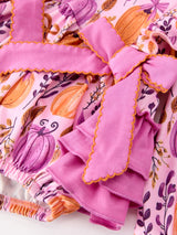 Halloween Thanksgiving Pumpkin Girls Romper with Ruffle Bow