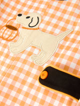 Boys Halloween Dog Pumpkin Jonjon Plaid Trim Outfit
