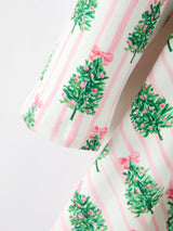 Christmas Girls Pink Stripe Tree Bow Twirl Dress