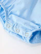 Christmas Nativity Embroidered Baby Boy Blue Smocked Romper