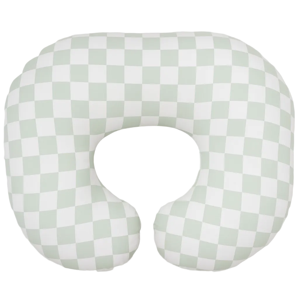 Leaf Green & White Checkered Nursing Pillow Cover
