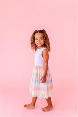 Three Little Tots Preorder Bamboo Tulle Dress - Rainbow Ombre Twinkle, supplementary photo