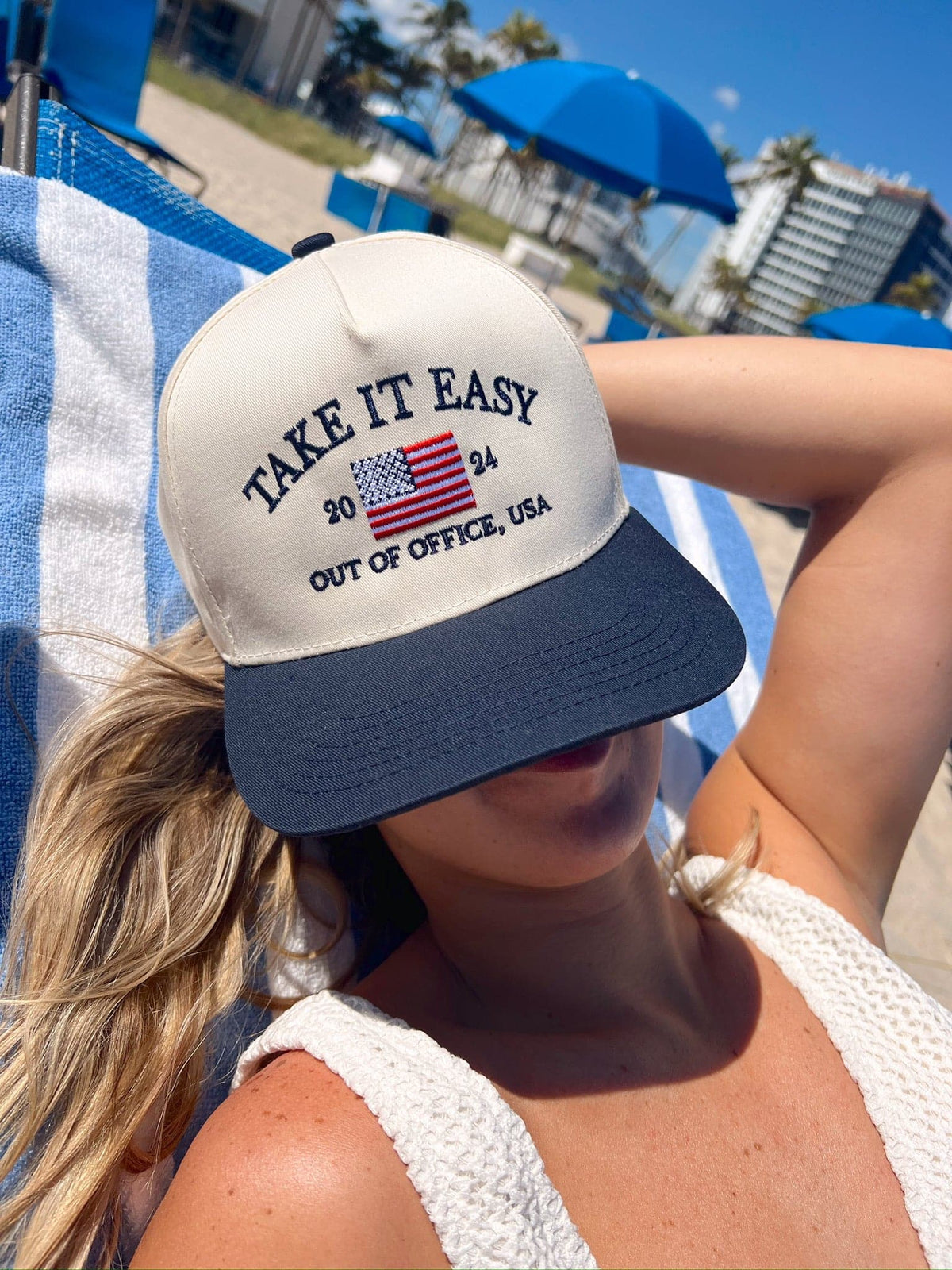 Three Little Tots Take it Easy Vintage Trucker Hat, extra product detail