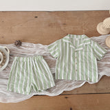 Children's Striped Cool Breathable Short-sleeved Sports Shorts