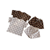 Checkered Print Little Man Top and Bottom Set