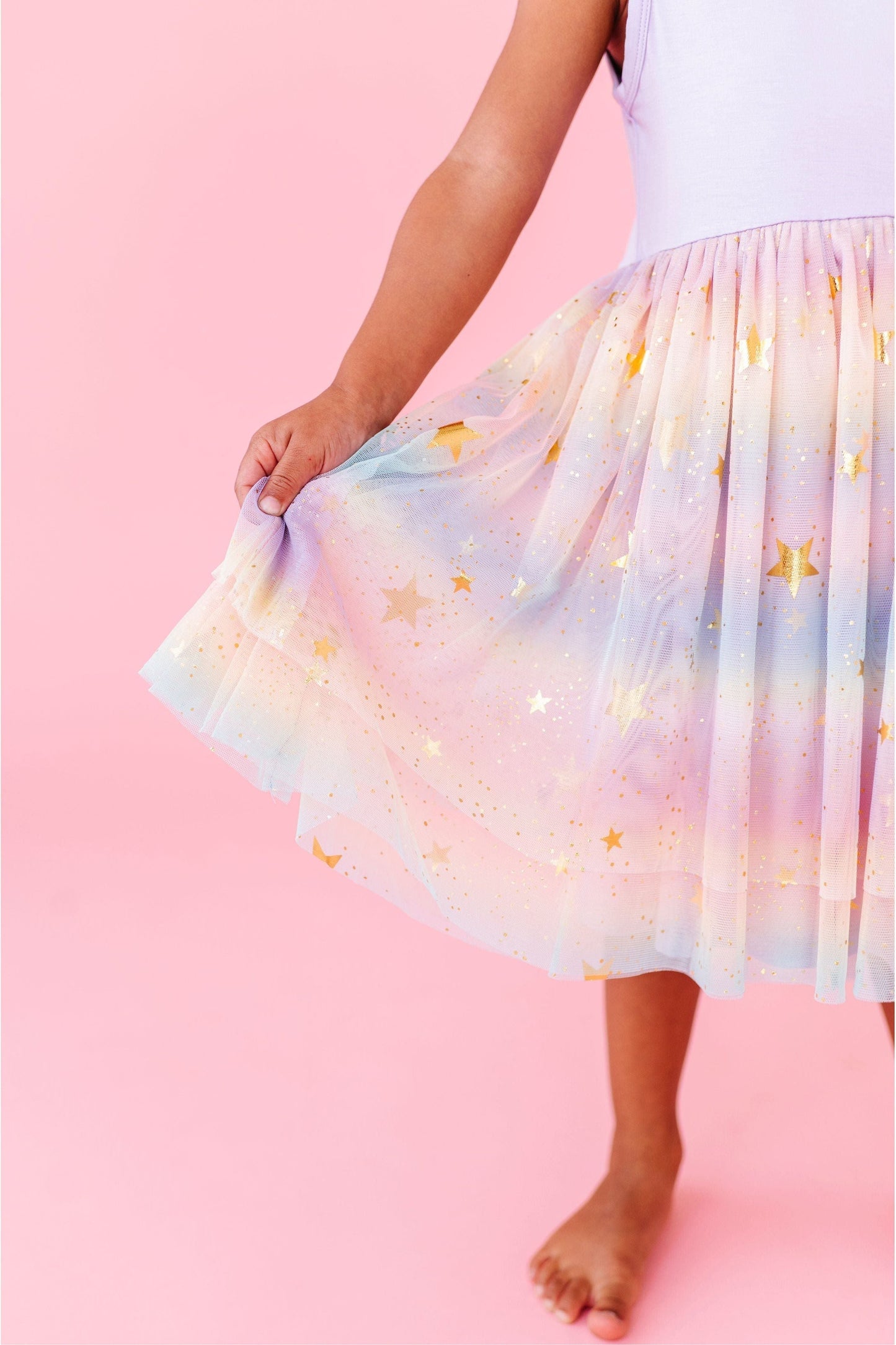 Three Little Tots Preorder Bamboo Tulle Dress - Rainbow Ombre Twinkle, extra product detail