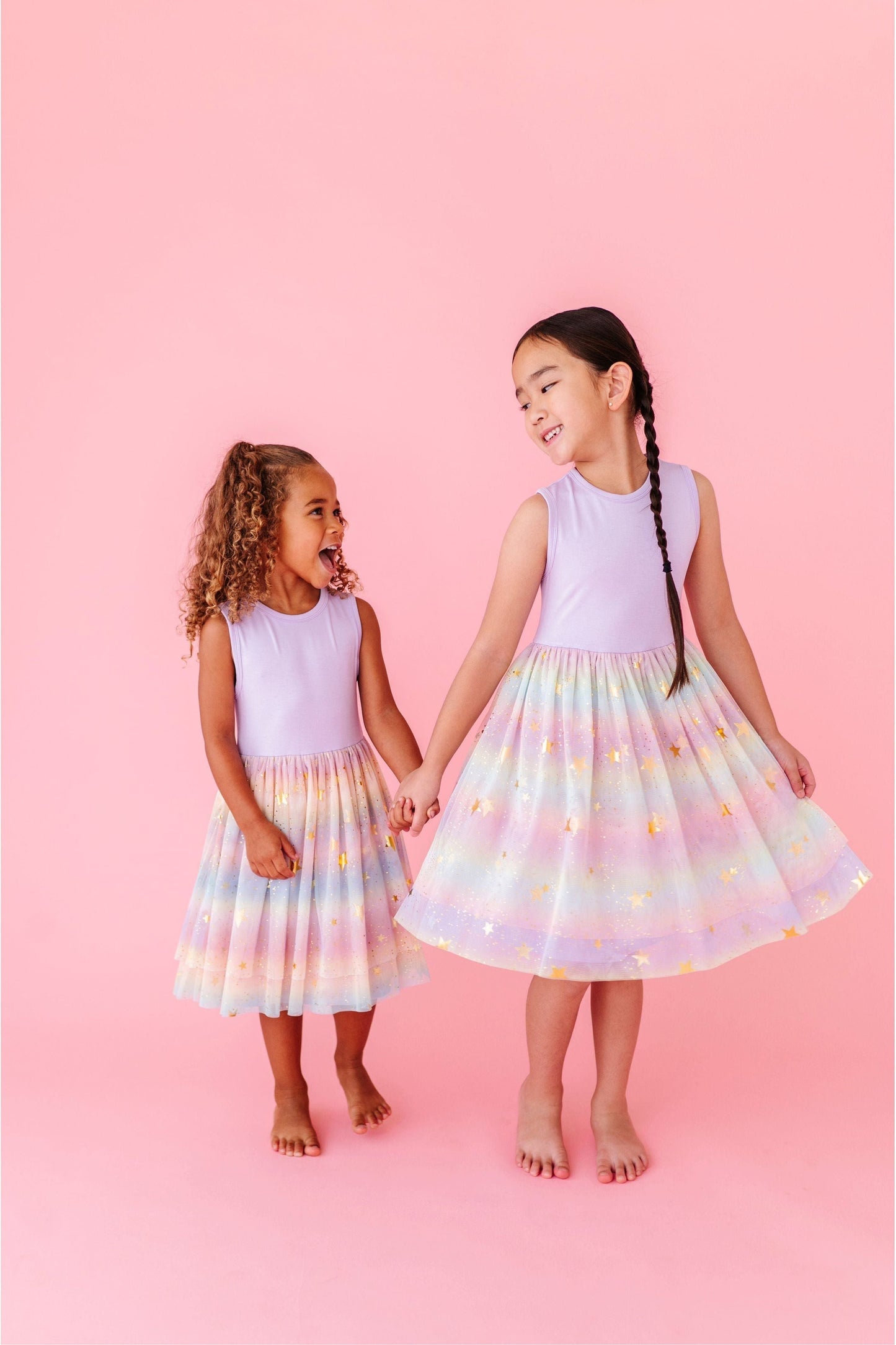 Three Little Tots Preorder Bamboo Tulle Dress - Rainbow Ombre Twinkle, sixth additional photo