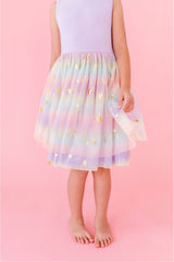 Three Little Tots Preorder Bamboo Tulle Dress - Rainbow Ombre Twinkle, another angle