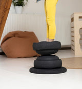 Three Little Tots Rainbow River Crossing Stone Children's Balance Training Puzzle Toy, in Black Wood Surf Balance Board