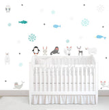 Three Little Tots Arctic Penguin and Friends - Fabric Nursery Wall Art Decals, additional product photo