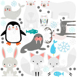 Three Little Tots Arctic Penguin and Friends - Fabric Nursery Wall Art Decals, alternate angle