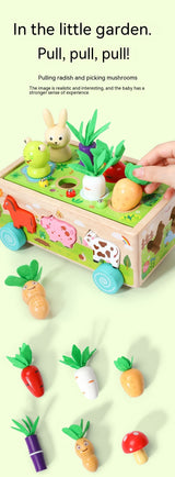 Three Little Tots Wooden Farm Animal Car Pulling Radishes Bug Catching Educational Toy, additional view