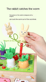 Three Little Tots Wooden Farm Animal Car Pulling Radishes Bug Catching Educational Toy, supplementary photo