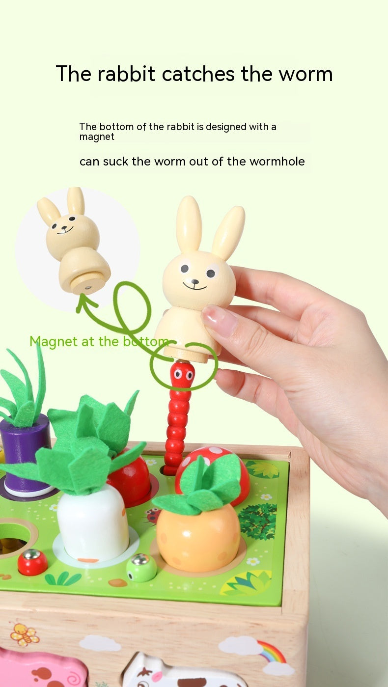 Three Little Tots Wooden Farm Animal Car Pulling Radishes Bug Catching Educational Toy, supplementary photo
