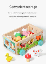 Three Little Tots Wooden Farm Animal Car Pulling Radishes Bug Catching Educational Toy, third additional photo