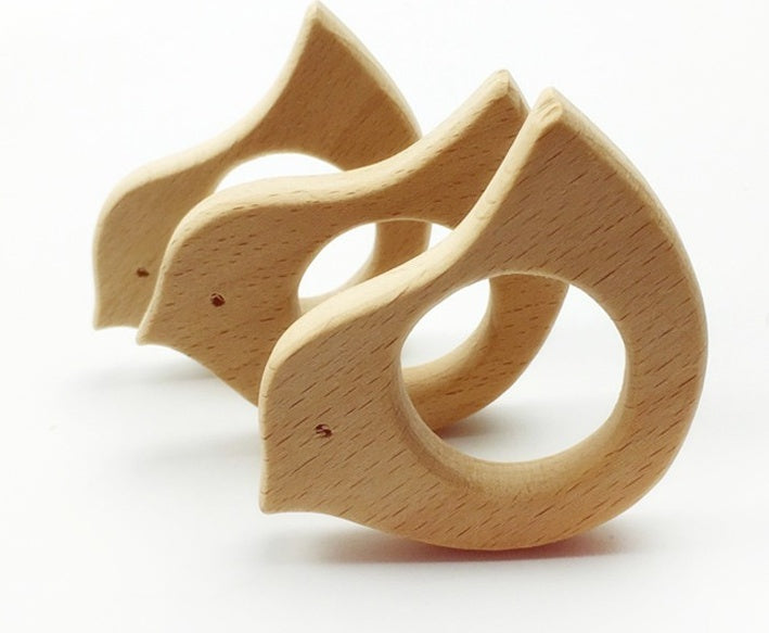 Three Little Tots Beech Wood Baby Teethers, another angle