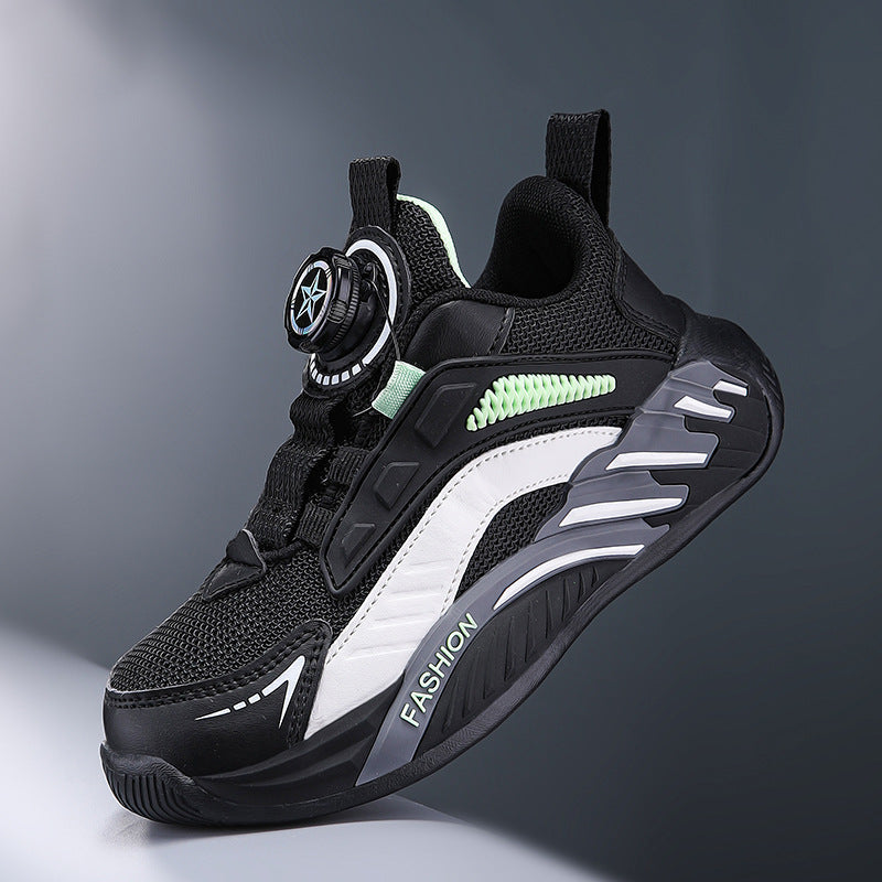 Non-Slip Soft-Soled Running Sneakers With Rotating Buckles For Older And Teenage Kids