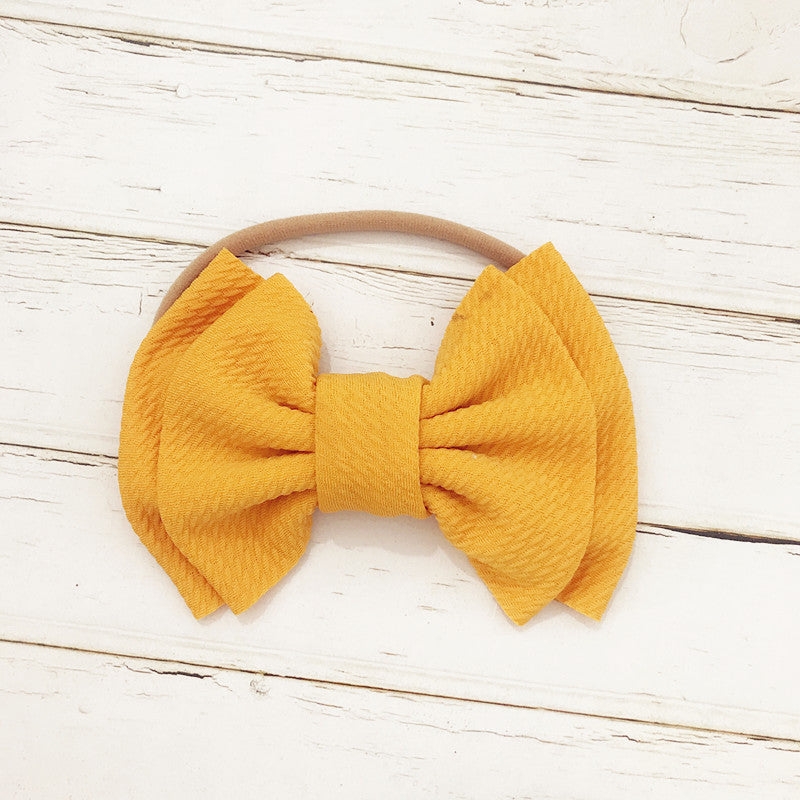 Three Little Tots Children's Bow Hair Band Baby Double Layer, in Yellow