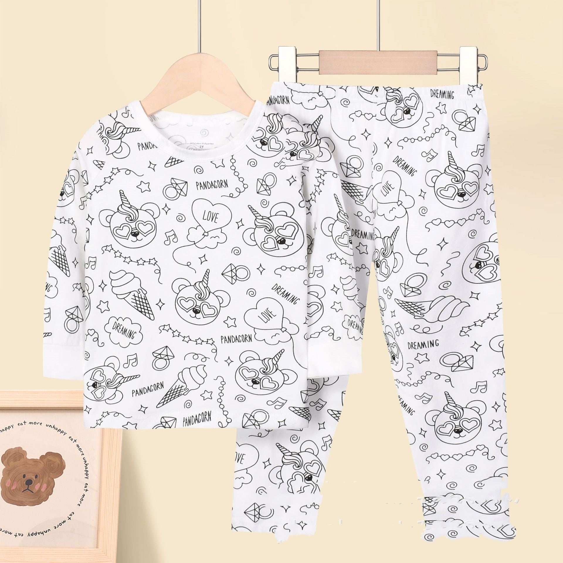 Girls Sketch Coloring Comfortable Children DIY Hand Drawing Suit
