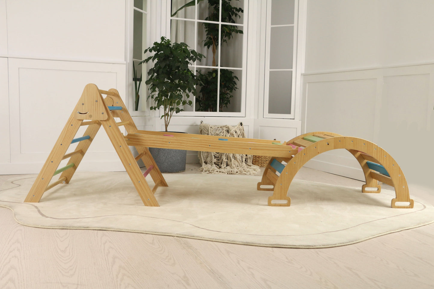 Three Little Tots Hazel Pikler Triangle Slide and Rocker Set, additional product photo