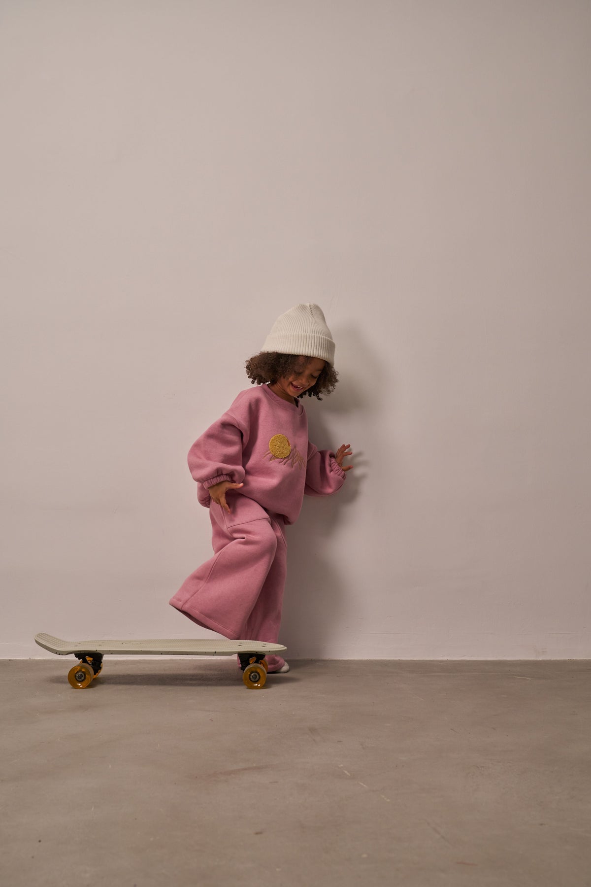 Three Little Tots Sunset Pink Sweat Set, alternate angle