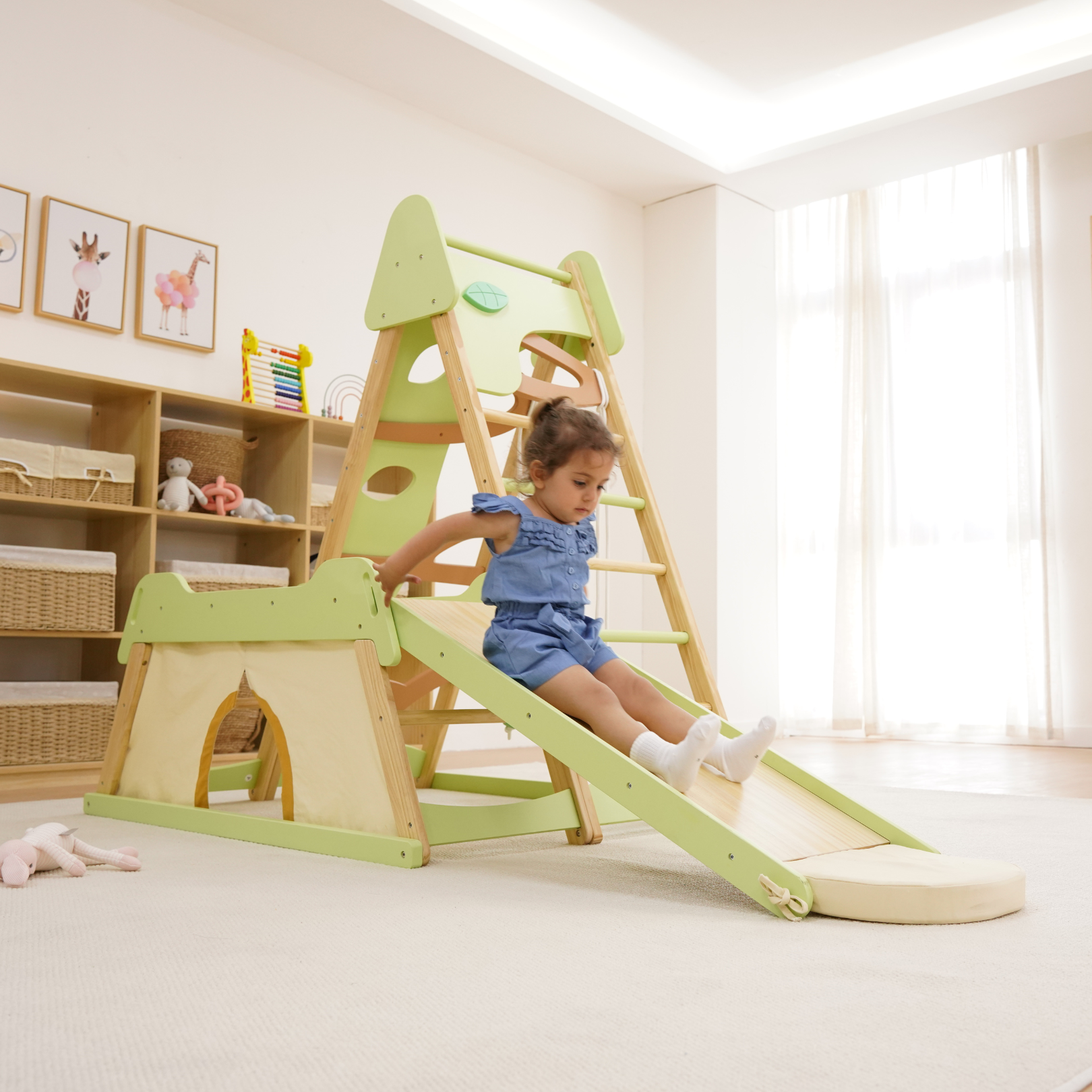 Three Little Tots Avenlur Bush 6-in-1 Indoor Wooden Jungle Gym Climber Montessori Toddler Playset wi, additional view
