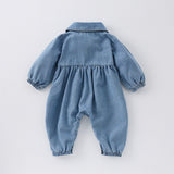 Cute Lapel Denim Rompers Jumpsuit
