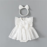 Three Little Tots Clothes For Babies Baby Girl Summer Jumpsuit, in Pearl White