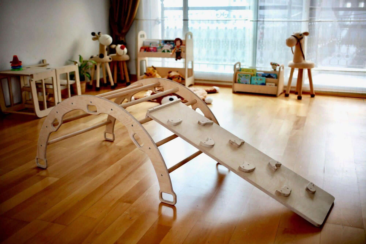 Montessori Climbing Set / Pikler Triangle, Climbing Arch & Ramp / 3 Pieces Set