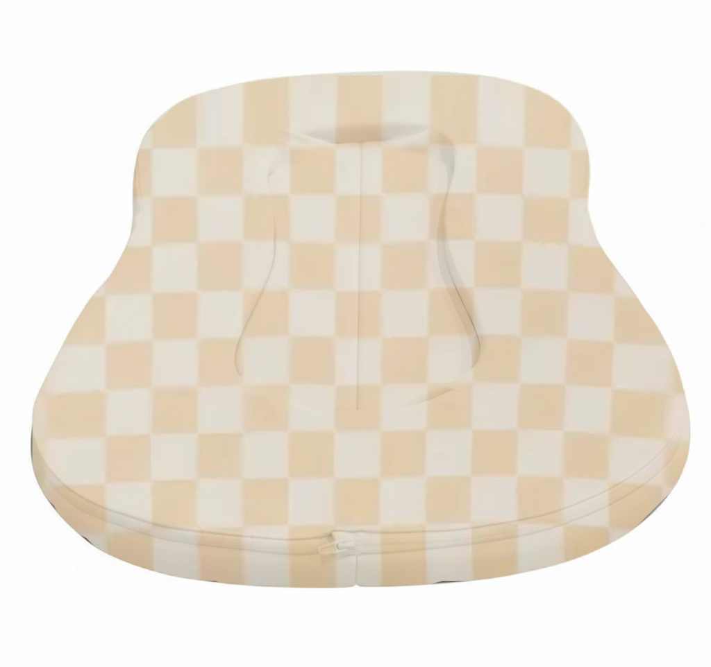 Beige White Checkered New Lounger Curve Cover