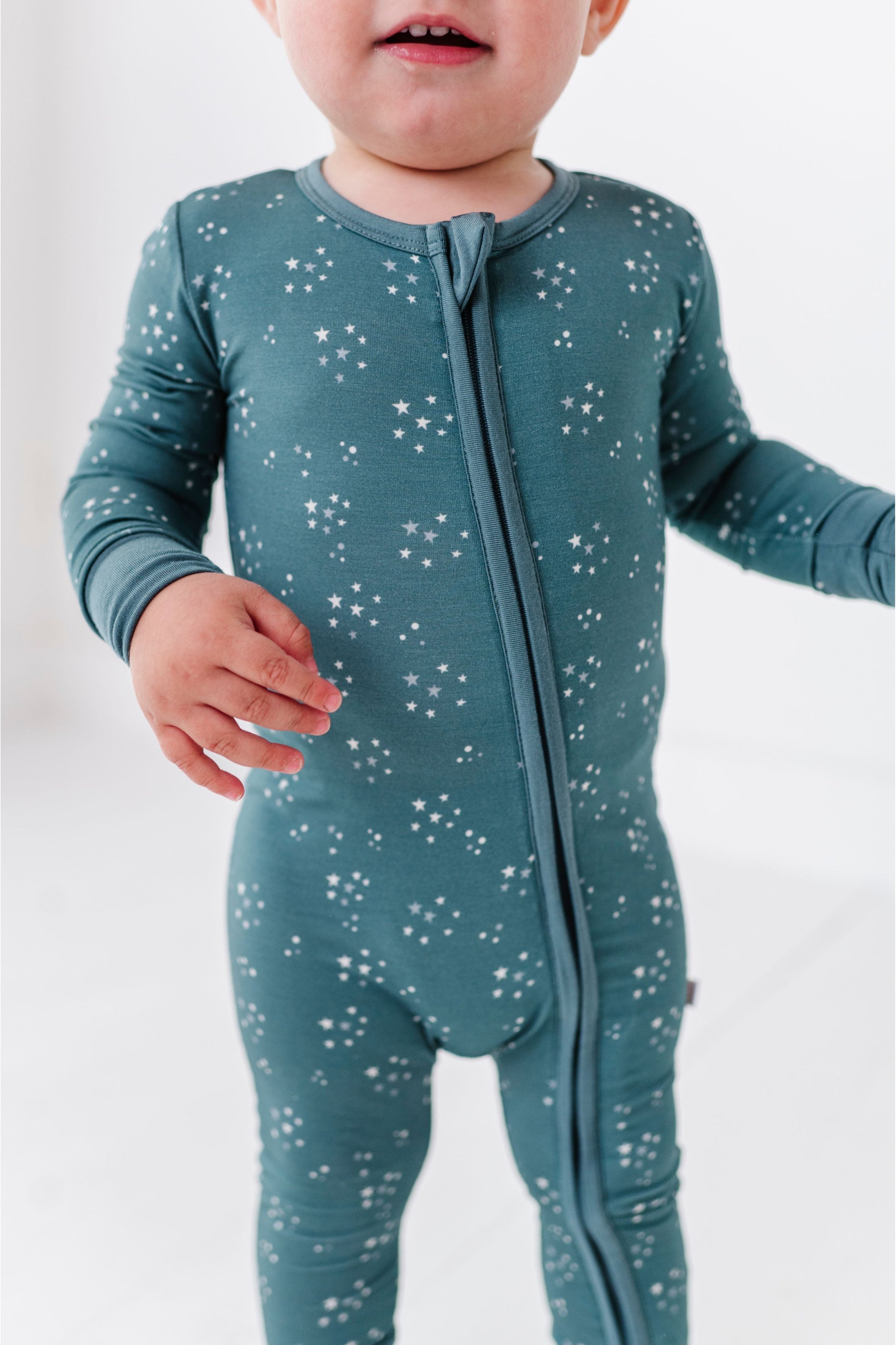 Three Little Tots Bamboo One Piece Zip Pajama - Starlit Sky, additional view