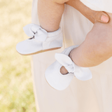 Toasted Bright White Knotted Bow Baby Shoe
