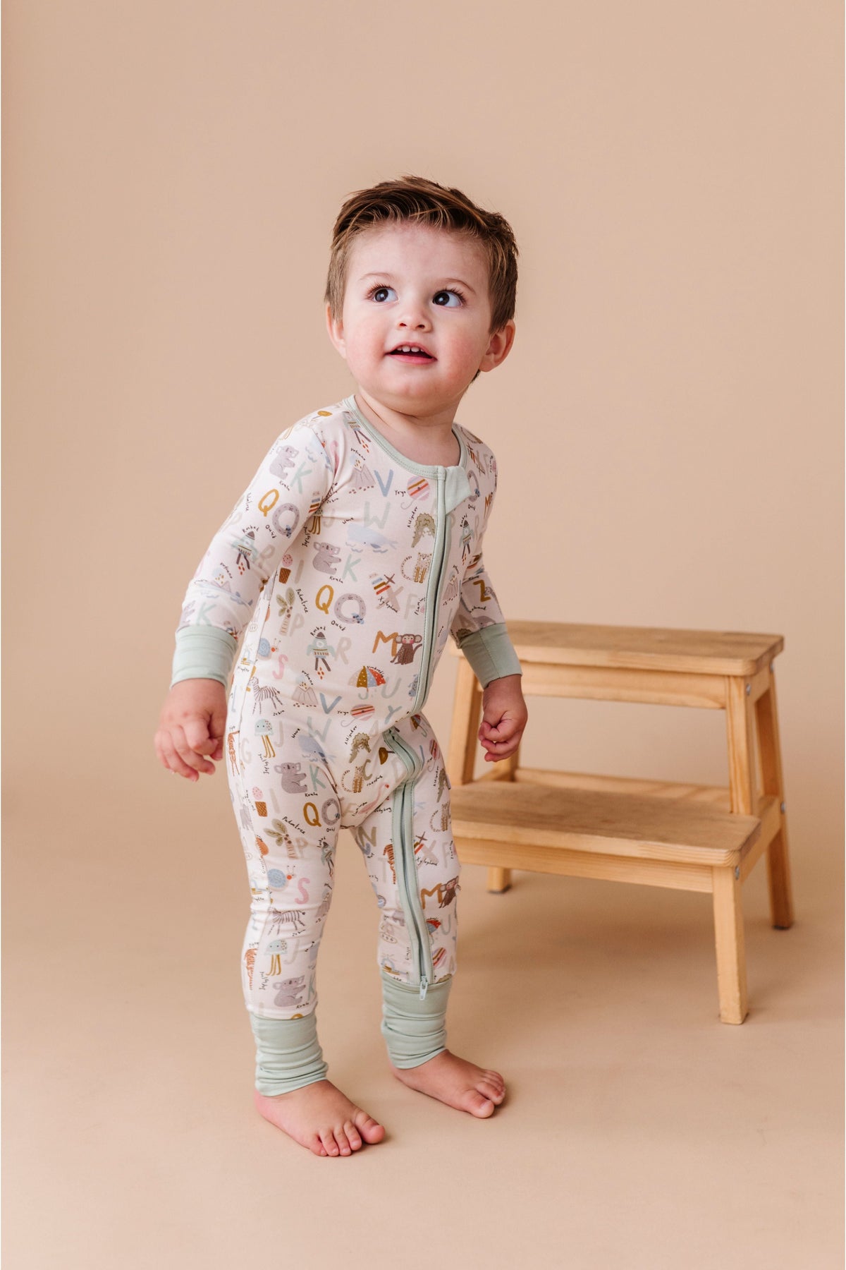 Three Little Tots Bamboo One Piece Zip Pajama - Animal ABC, extra product detail
