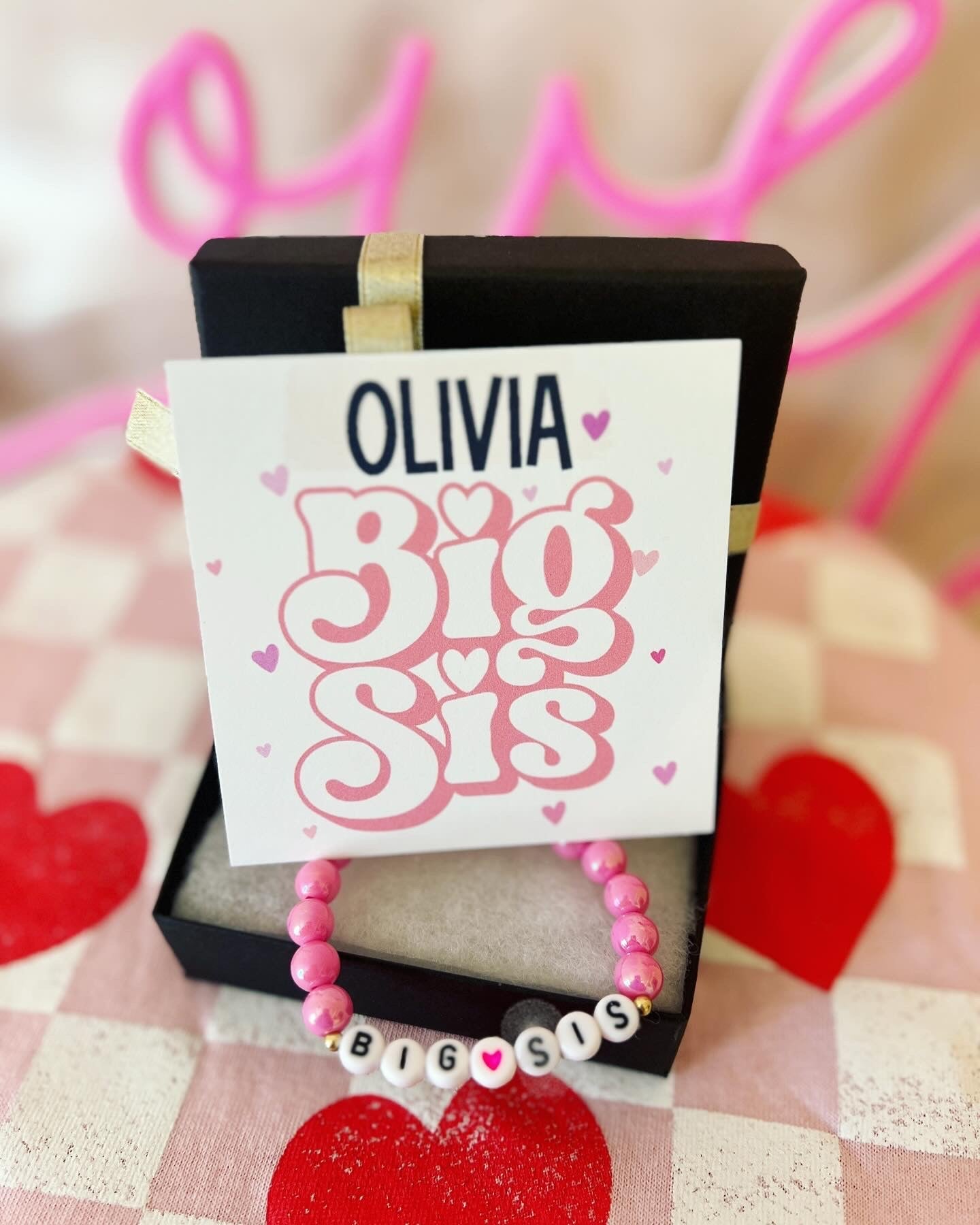 Big Sister Bracelet, new baby sister gift, gift from baby, big sis gift, Big sister, Bracelet, card, box & ribbon! Personalized card!