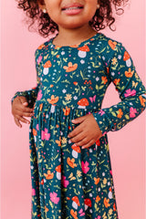 Three Little Tots Bamboo Long Sleeved Dress - Sylva, alternate angle