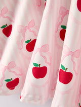 Back to School Apple Striped Sweet Girl Dress