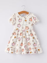 Halloween Pumpkin Ghost Print Cute Girls Dress