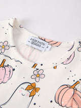 Halloween Pumpkin Ghost Print Cute Girls Dress