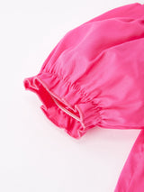 Three Little Tots Girls Bow Smocking Embroidery Hot Pink Dress, additional view