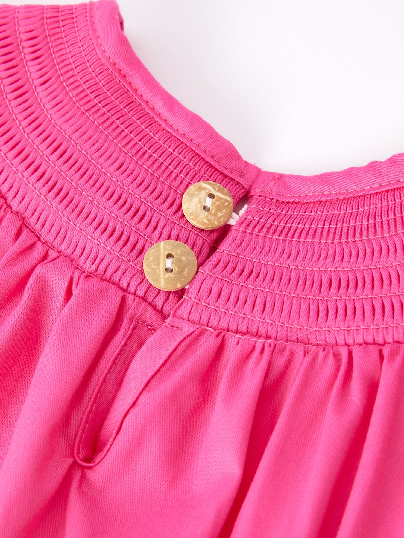 Three Little Tots Girls Bow Smocking Embroidery Hot Pink Dress, extra product detail