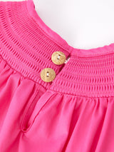 Three Little Tots Girls Bow Smocking Embroidery Hot Pink Dress, extra product detail