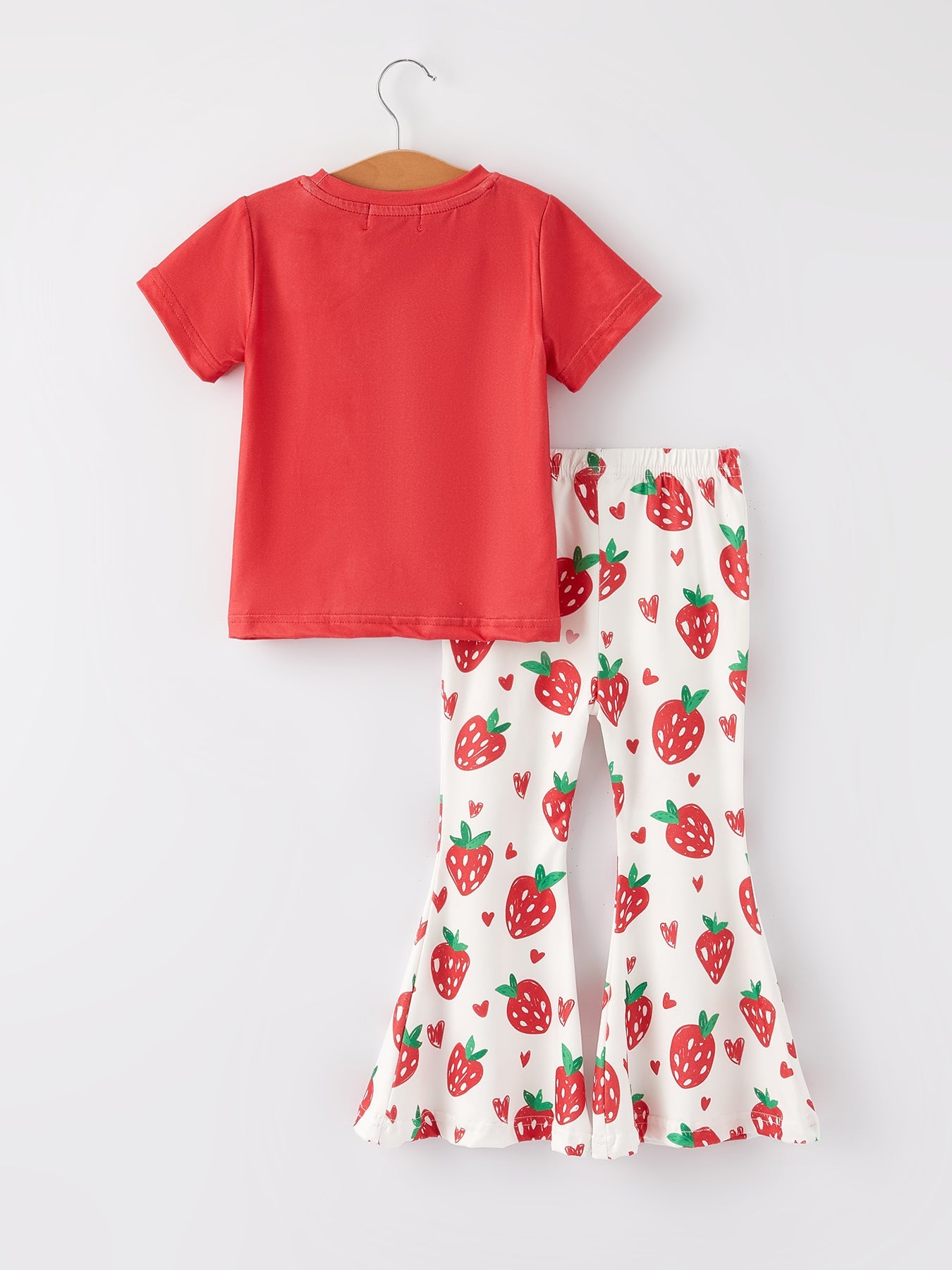Sweetest Berry In The Patch Girls Strawberry Flared Pants Set