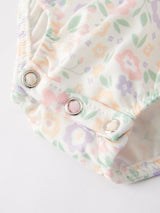 Spring Summer Cross Smocking Embroidery Colorful Romper