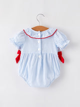 4th of july Girls' Smocking Star Embroidered Romper