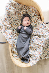Charcoal Organic Cotton Ribbed Knot Gown