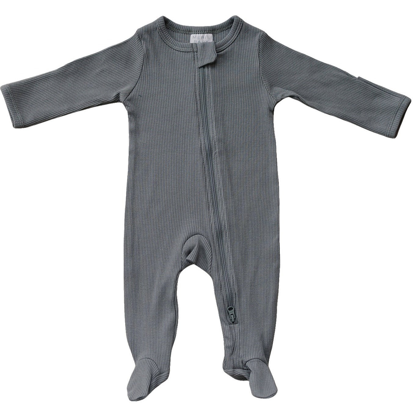 Three Little Tots Grey Organic Cotton Ribbed Zipper