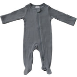 Three Little Tots Grey Organic Cotton Ribbed Zipper