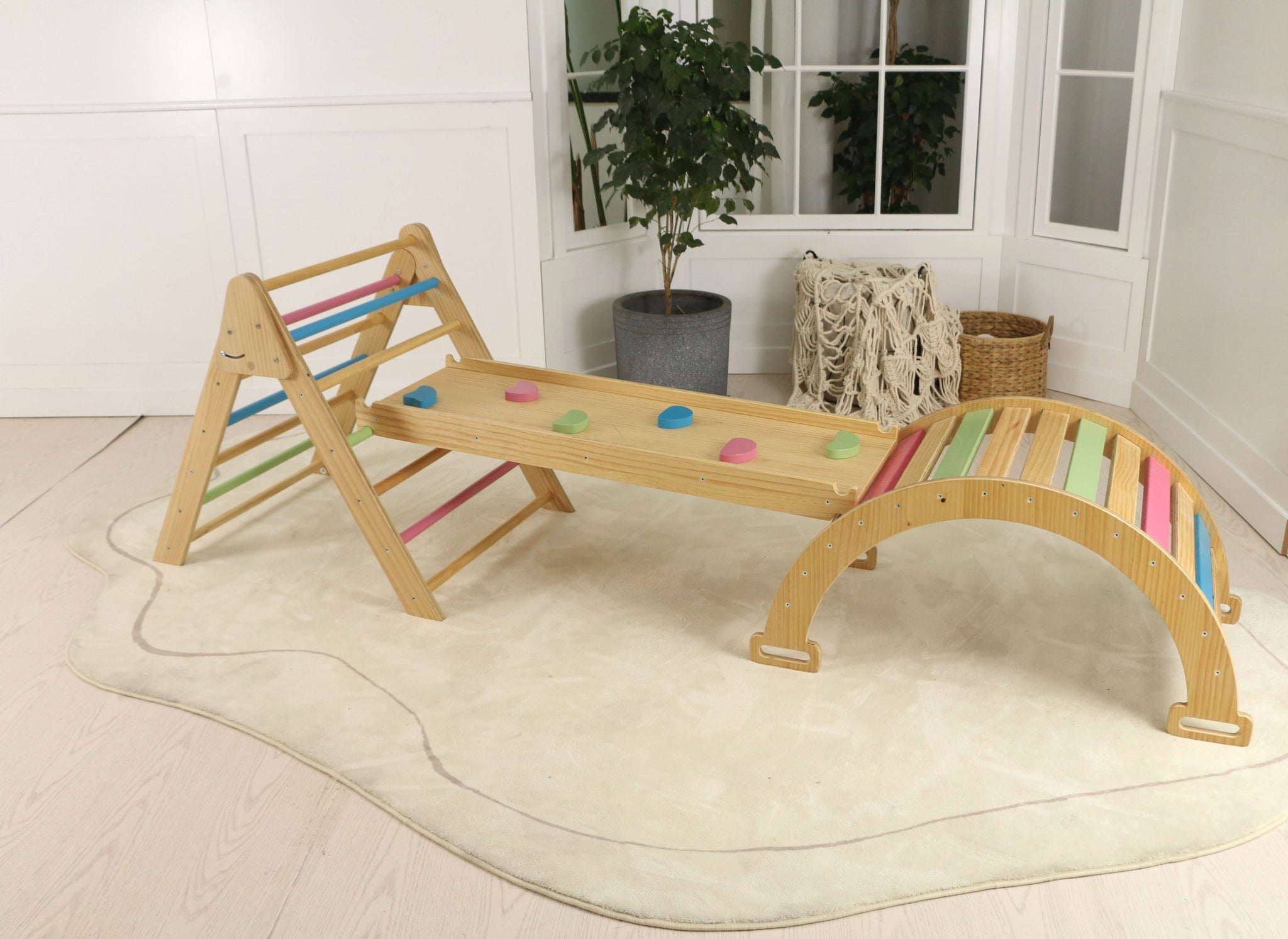 Three Little Tots Hazel Pikler Triangle Slide and Rocker Set, additional product photo